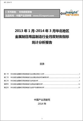 2013-2014年3月華北地區(qū)金屬制日用品制造行業(yè)財務(wù)指標(biāo)月報
